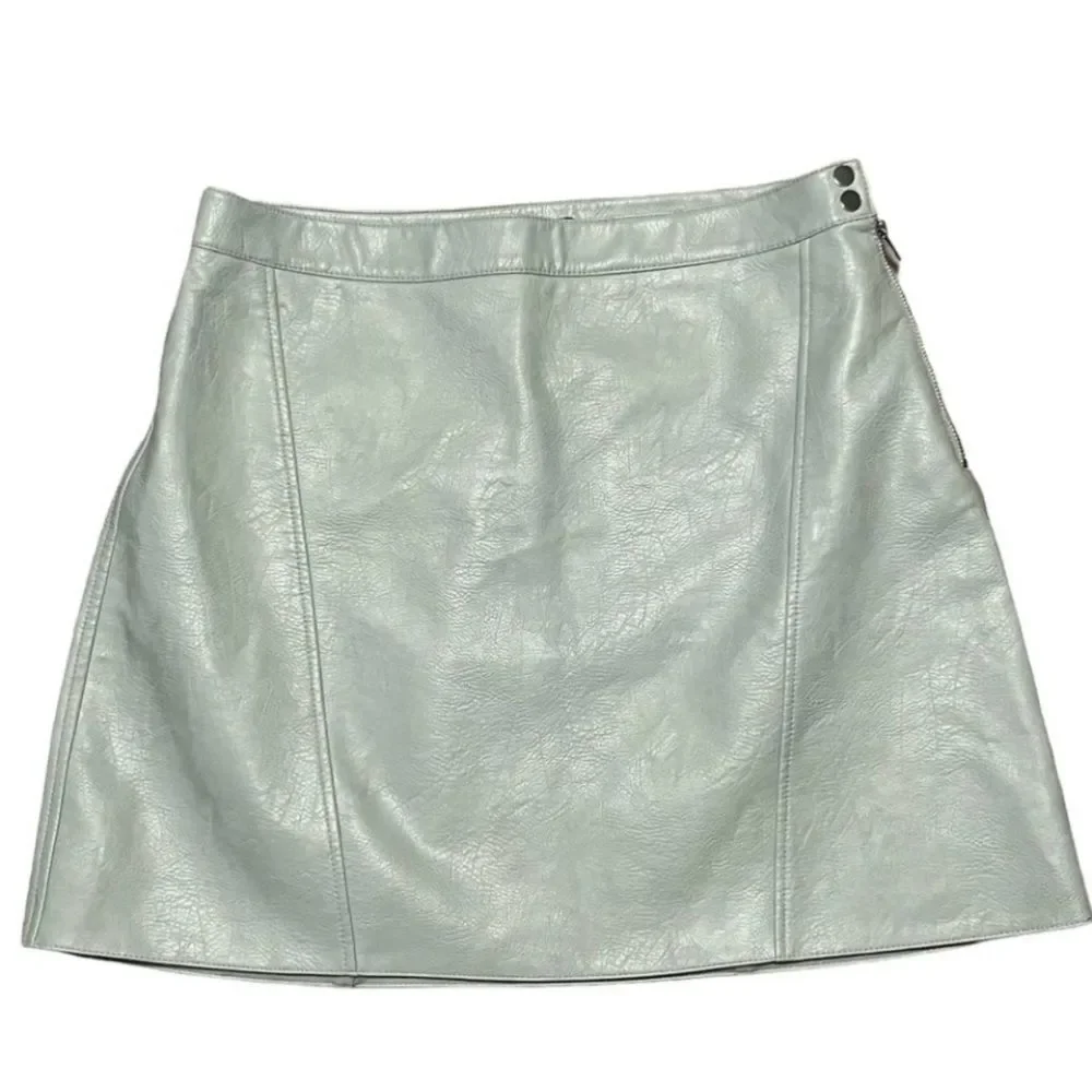 Zara Mint Green A-Line Faux Leather Skirt